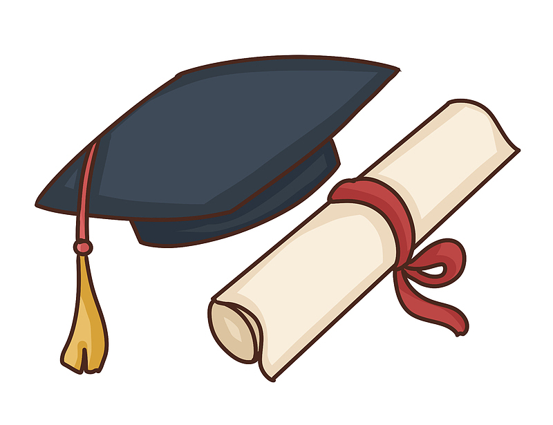 学士帽和学位证书PNG免抠图