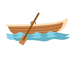 手绘矢量卡通小船