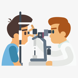 卡通矢量正在检查眼睛的人