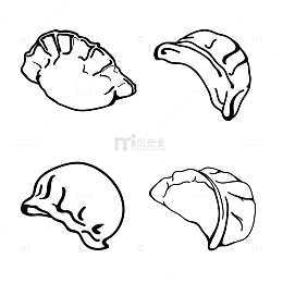 冬至饺子矢量图简笔画