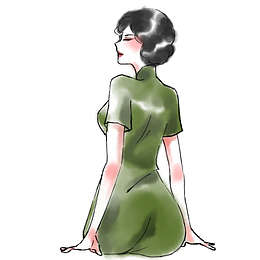 民国绿旗袍美女