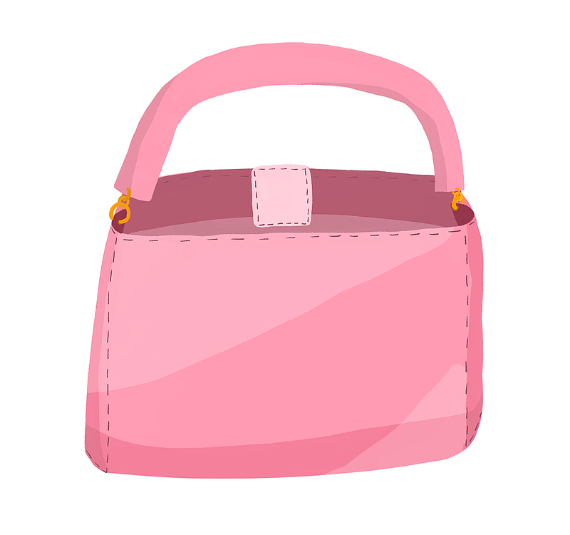 手绘粉色的包包插画