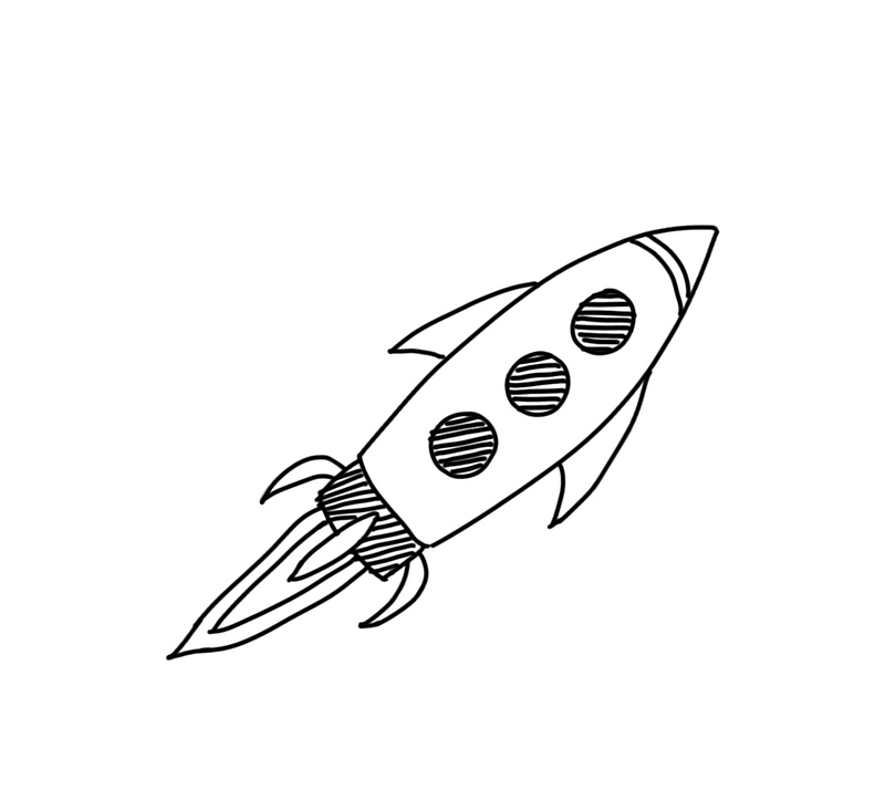 可爱卡通手绘火箭