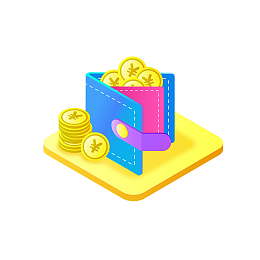 卡通色钱包金币元素