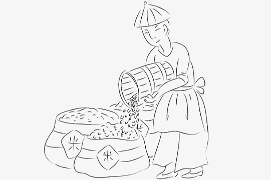 手绘线条丰收大米