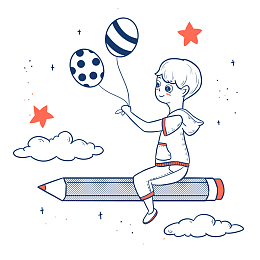 线描涂鸦儿童节气球