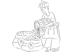 手绘线条丰收大米