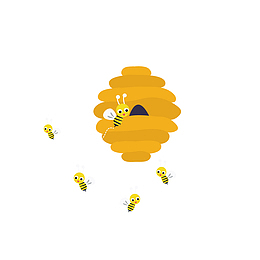 手绘蜂巢和蜜蜂免抠图
