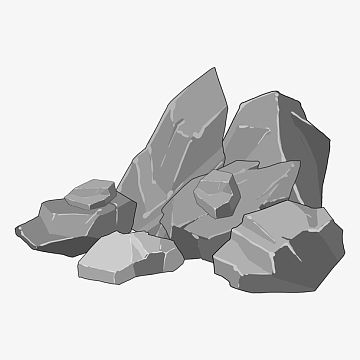 手绘岩石石头组合图