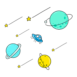 彩色卡通星球插图