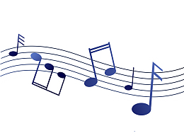 蓝色创意五线谱音符元素