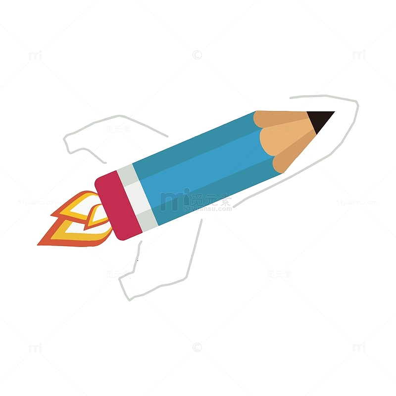 世界航天日卡通铅笔小火箭上太空免抠素材