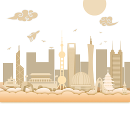 城市地标建筑剪影