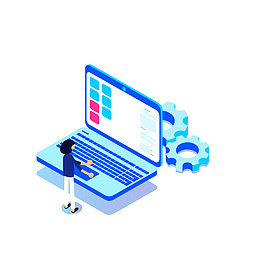 卡通正在控制数据的女人免扣图