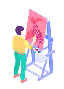 手绘2.5d画画插画