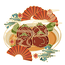 国潮美食狮子头