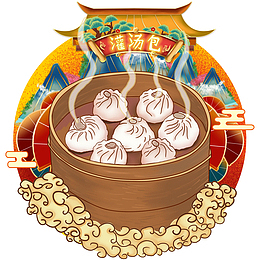 国潮食物小笼包