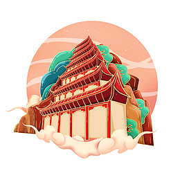 工笔风敦煌莫高窟