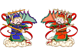 国潮插画门神