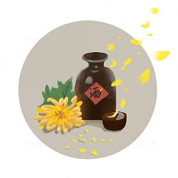 重阳节喝酒赏菊花