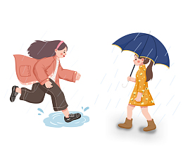 下雨天雨中行走的人