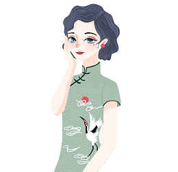 古风 民国女子 旗袍插画 国潮手绘 服装