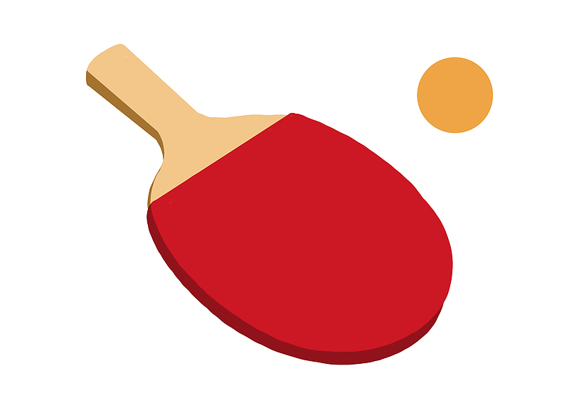 红色乒乓球卡通插画