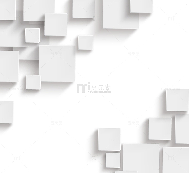 白色简约立体几何方块边框