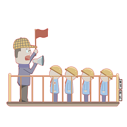 出游秋游老师带学生排队题材免扣PNG