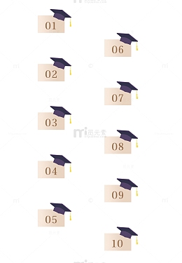 开学季毕业季学士帽数字序号