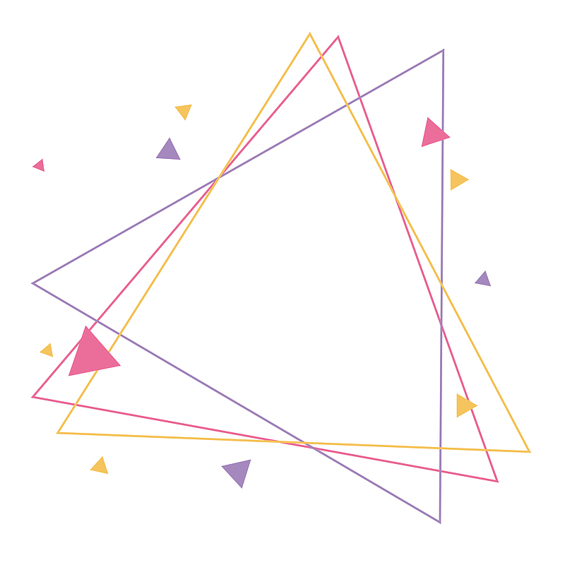 彩色三角矢量细边边框素材免抠