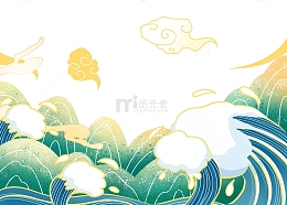 精选素材国潮山水祥云海浪
