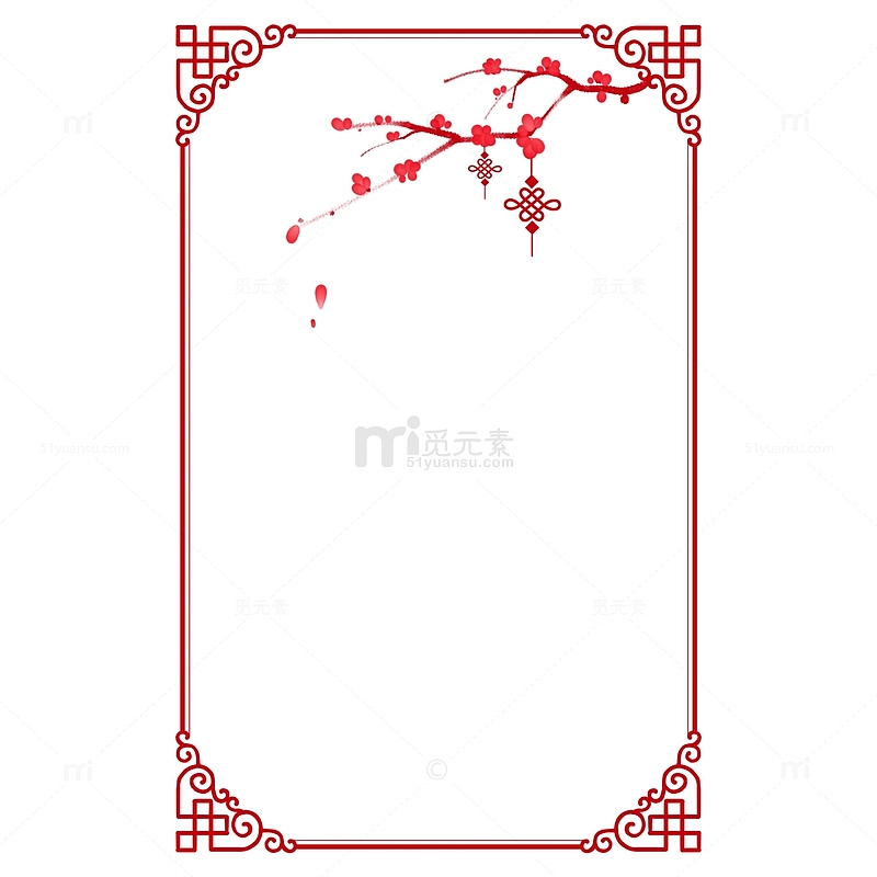 古典边框中国风梅花中国结背景素材