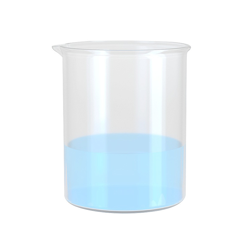 蓝色液体透明玻璃烧杯