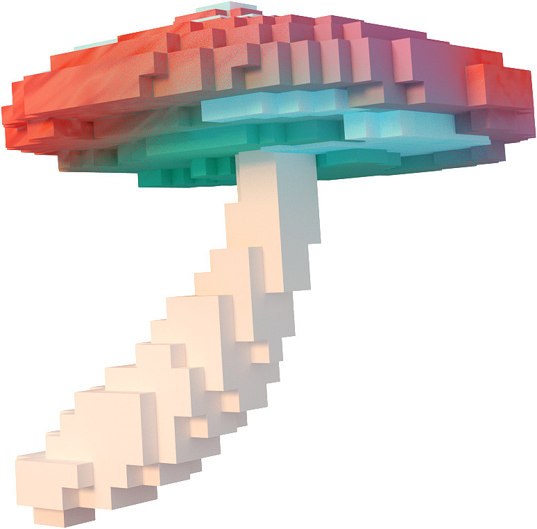 像素渐变蘑菇3D蒸汽波