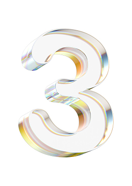 立体水晶透明金边数字3