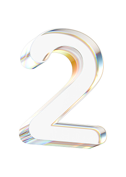 立体水晶透明金边数字2