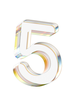 立体水晶透明金边数字5