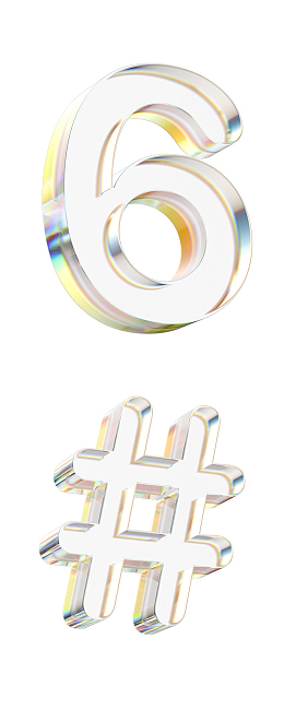 立体水晶透明金边数字6#