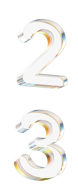 立体水晶透明金边数字23