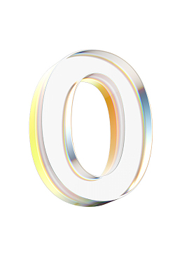立体水晶透明金边数字0