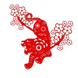 喜庆虎年剪纸窗花