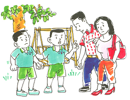 家庭和谐友好陪伴成长漫画