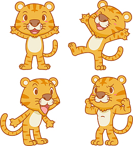 手绘卡通虎 生肖虎 虎年元旦 虎年春节