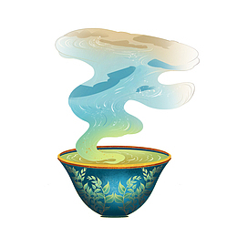 国潮风茶水元素免抠图