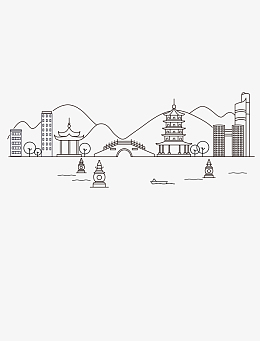 png城市建筑金融大厦剪影pngpng矢量手绘卡通建筑剪影pngpng城市 高楼