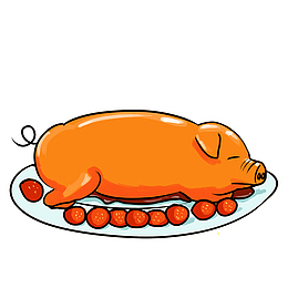 腊八节烤乳猪插画笛