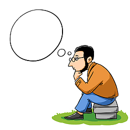 手绘卡通眼睛男士思考气泡对话框
