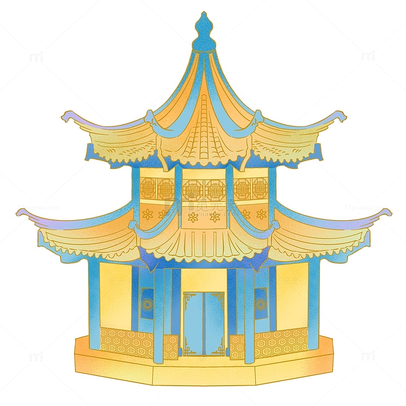 国潮风中国传统建筑亭子