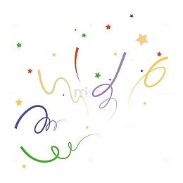 糖果色五星彩带礼花漂浮元素